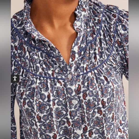 NWT Boden Ruched Yoke Jersey Shirt - Picture 2 of 5